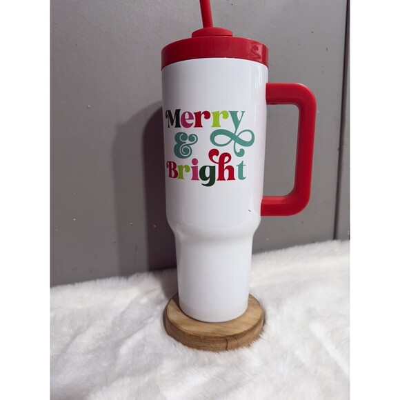 Holiday merry & bright christmas coffee Te Water tumbler in multicolored - Picture 1 of 9